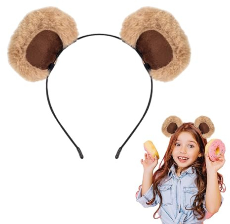 dinghaole Pannband, björnöron, brun, björnöron, pannband, söta tecknade öron pannband, för barn vuxen fest cosplay kostym hårband tillbehör nyår fin klänning huvudbonader (brun)
