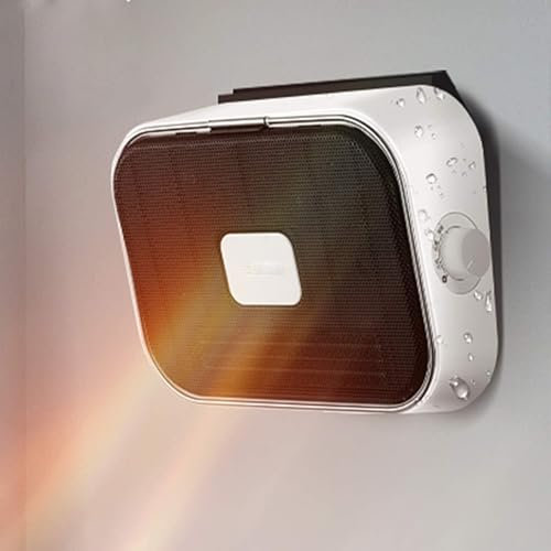 Bathroom Electric Fan Heater - Wall Mounted, Down Flow, Water Splash Proof, 2 Heat Settings, Ideal for Bathrooms, Laundry Areas, 2000W
