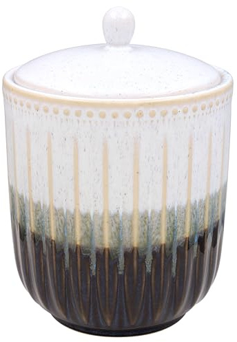 Lesser & Pavey Elements Reactive Glaze Covered Jar | Ceramic Stoneware Storage Container with Lid | Modern Decorative Kitchen Jar | Stylish Home Accessory for Sugar, Tea, Coffee or Small Essentials