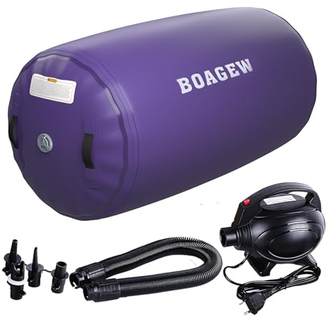 Inflatable Gymnastics Air Roller,Gymnastics Air Track Tumbling Mat with Air Barrel for Home Gym Training, Tumble Track for Cheerleading/Gym/Training/Yoga/Beach/Water/Park Outdoor Use with Electric Air Pump