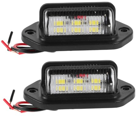 Alipis 2pcs Feux de Plaque D'immatriculation LED 6-led Dc 12v-24v Noir Large Portée D'éclairage pour Camion et Remorque en Abs