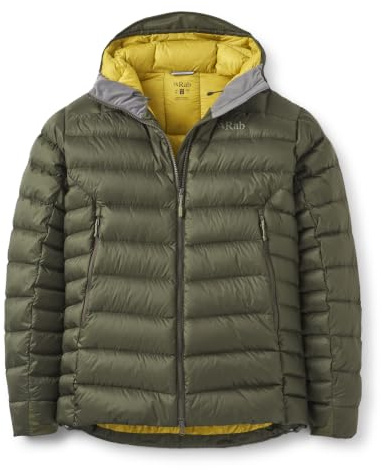 Rab Men's Electron Pro 800-Fill Down Hooded Jacket for Climbing & Mountaineering - Army - Large