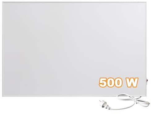 SROCHN Infrarotheizung 500 Watt mit Netzschalter, Infarotheizkoerper Wandmontage mit Überhitzungsschutz, Infrarot Wandheizung für 5-10 m²