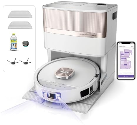 Shark PowerDetect UV Reveal Robot Mop and Vacuum, Auto-Empty Charging Dock, Anti-Allergen HEPA Filtration, Self-Cleaning and Drying Mop, Stain Detect, Dirt Detect, White AV3010XEUKWH
