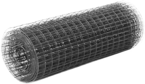 Recinzione a rete metallica in acciaio rivestito in PVC, 25 x 0,5 m, grigio per voliere e pollai, robusta griglia per recinti e protezione delle piante, montaggio flessibile