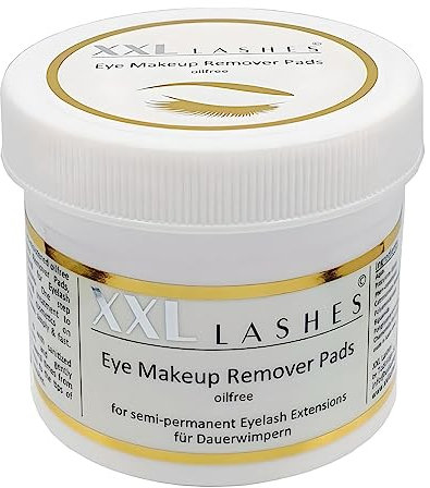 XXL Lashes Augen und Gesicht Protein-Entferner Pads, superfein, fusselfrei, vorbefeuchtet, speziell für Wimpernverlängerungen, Augen Makeup Remover Pads für Eyelash and Brow Extensions, 75 Stck.