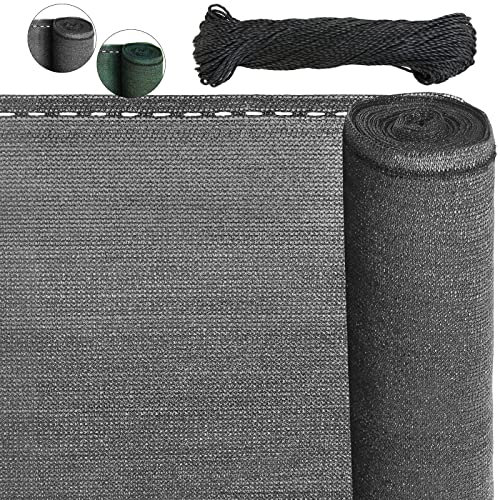 BB Sport Sichtschutz Zaunblende 150 g/m² Schattiernetz Tennisblende inkl. Nylonkordel UV-resistent reißfest windfest 7 Jahre Garantie auf Material* - Grau 1.8m x 5m