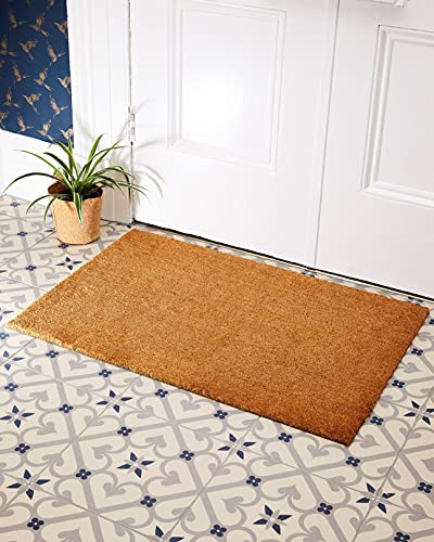 MUD STOPPER | Coir Door Mat for Indoor and Outdoor Use | Heavy Duty Natural Coir Mat for Front or Back Door | Durable, Scraping and Washable Mat | Ideal for High Traffic Areas | 60 x 90 cm
