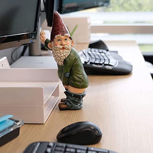 courti Nain de jardin en polyrésine - 15 cm de haut - Nain de jardin coquin, pour décoration de jardin, décoration d'intérieur ou d'extérieur