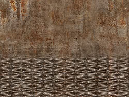 Rasch Tapet 429770 – fototapet på fleece i industriell look med metallutseende i rostbrun – 3,00 m x 4,00 m (L x B)
