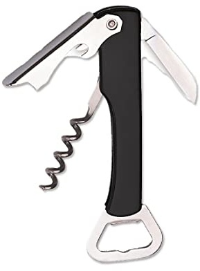 GONDNOWS 1 pezzo apribottiglie,multiuso Apribottiglie,Camerieri Cavatappi,Apribottiglie da birra 3 in 1 Apribottiglie da vino Coltello,per casa, pub, attività all'aria aperta(Nero)