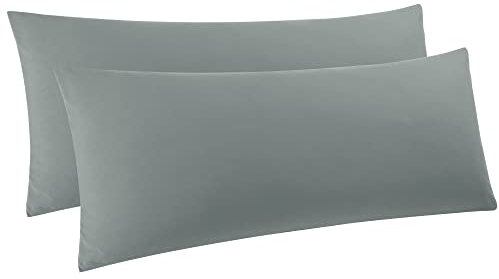 PiccoCasa 2er Set Kissenbezug 40x145 cm Seitenschläferkissen Bezug Kopfkissenbezug lang mit Reissverschluss aus Mikrofaser für Körperkissen Schlafkissen, Dunkelgrau