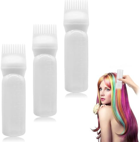 INGJIA 120 ML applicateur de Bouteille de Teinture pour Cheveux avec Brosse graduée Peigne Racine Die Couleur de Cheveux 3 pièce Rose Attractive Processed