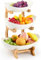 MEESOGA Obst Etagere Kunststoff Obstschale - Bruchsicher Kunststoffschalen mit 3 Etagen Obstteller 3 Ebenen Obst Etagere Obstschale Etagere mit Bambus Stand für Küche Obst Gemüse Snacks Süßigkeiten