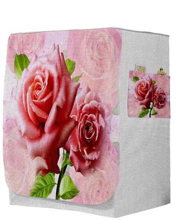 Odot Copri Lavatrice Esterni, Coprilavatrice da Esterno Antipolvere Anti Sunlight, Copertura per Lavatrice e Asciugatrice con Aperture Frontali (S-capacità 4~7,5 kg,Rosa Rosa Chiaro)