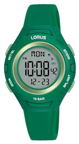 Lorus Orologio digitale al quarzo per bambini con cinturino in silicone, Verde - R2391PX9