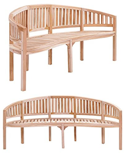 Lauuoeriau Sitzgelegenheiten für den Außenbereich, Sitzbänke im Freien, Bananenbank, 200 cm, massives Teakholz