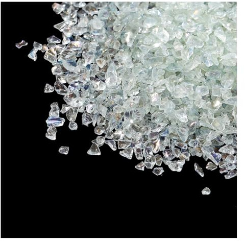 Wisafory krossat glaschips oregelbundna glaschips glitter oborrade glaspärlor transparent glas för bröllop fest vasfyllnad bröllop bordsdekorationer hantverk 100 g vit