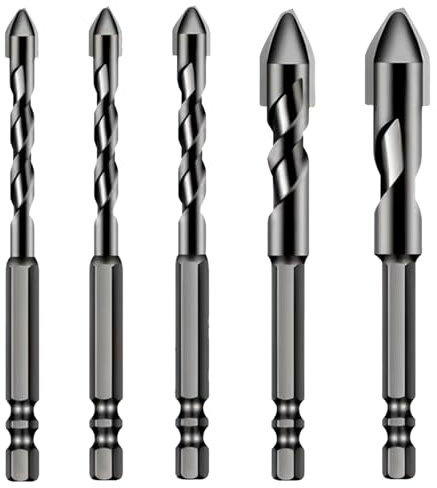 High-Strength Eccentric Twist Drill Bit, Tile Drill Bit Set for Ceramic Tiles Bricks Plastics Cement Wood Glass, for Precision Drilling (6/6/8/10/12mm)