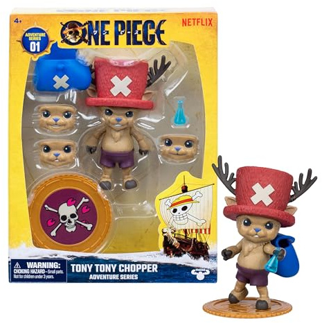 One Piece Tony Tony Chopper 4″ (10 cm) Action Figure with 6 Accessories. Includes Swappable Facial Expressions, Medical Bag, Medical Vial, and Berry Coin Display Base