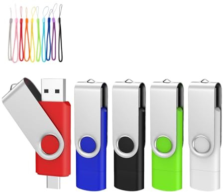 Yaxiny 5-pack 32 GB USB-minne, USB C-flashenhet, USB 3.0-minne, hög hastighet, USB C-enhet, dubbel OTG-penna, drivenhet, lönnträ för TV, bil, smartphones, PC, bärbar dator