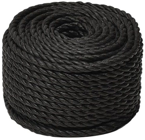 Cordón, cuerda de trabajo, negro, 14 mm, 100 m cuerdas, tendedero de polipropileno, exterior, cordón para casa, jardín, camping y senderismo