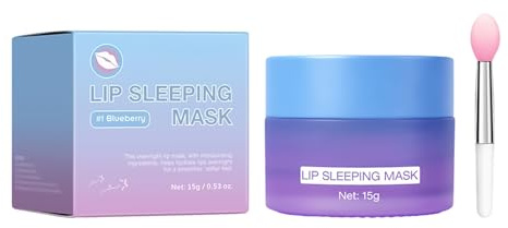 Djowyh Mascarilla para el sueño de Labios - 15 g Crema de cuidado de doble color | Bálsamo labial para la noche con cepillo de silicona | Para mujeres: Mejora la sequedad, hidratante, cuidado para