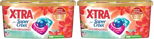 X-Tra par Super Croix -Trio-Caps - Îles Grenadines - Fleurs Précieuses des Iles & Baies de Groseille - Moment Evasion - Experience Sensorielle-Parfum Intense-Longue Durée- Efficace dès 20°C-28 Lavages