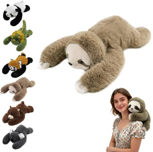 Peluche de perezoso con peso para mayor comodidad y relajación, cojín de felpa suave para adultos, compañero de abrazo para aliviar la ansiedad y apoyar el sueño (45 cm)