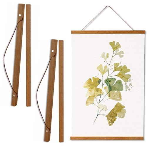 2 Cornici Magnetiche in Legno per Poster A3 30x40cm, Stecche 31cm per Appendere Stampe e Foto, Decorazione per Soggiorno e Camera da Letto