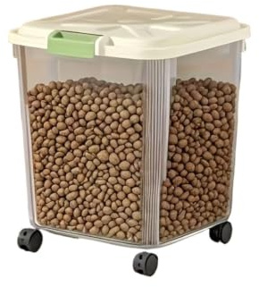 Bac à nourriture for animaux à roulettes avec cuillère et couvercle scellé