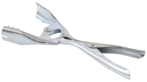 Kamino-Flam 333040 Brikettzange in Silber verzinkt, Kohlezange für Kamin, Ofen oder Grill, Kaminzange mit Doppelgelenk für Briketts und Kohle, Maße: ca. 10 x 25 x 3 cm , ca. 25 x 10 x 1 cm