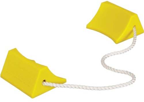 Checkers 5.5 Airplane Chocks, Aviation Wheel Chocks for Small Aircraft, Roped Pair Tire Chock, Durable Lightweight Urethane, Yellow, AC201