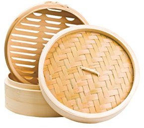 Bambusdämpfer 3-teiliges Set 20cm STABILER Bamboo Steamer