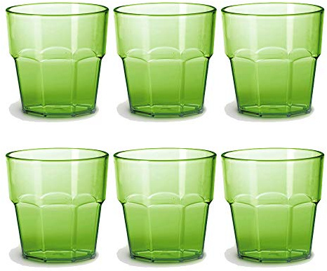 OMADA Design Set 6 Bicchieri Acqua da 30 cl, Impilabili, in Plastica per uso Esterno, Lavabili in Lavastoviglie, Made in Italy, Linea Unglassy, Verde