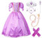 JerrisApparel Princesse Raiponce Costume Robe de fête Robe de Fille (120cm, Violet avec Accessoires)