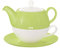 Buchensee Tea for One Lena 500ml aus Crystal Bone China Porzellan in grün. Teekanne + Teetasse + Untertasse