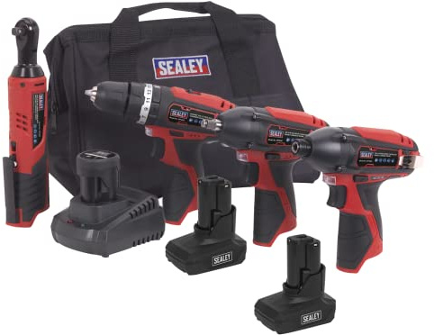 Sealey SV12 Series 4 x 12V Cordless Power Tool Combo Kit - CP1200COMBOB