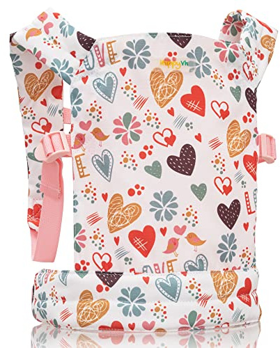 HappyVk- Porte Bébé Poupée Avant et arrière pour poupées, Accessoires pour poupées, Porte poupée avec Sangles Ajustables pour Petites Filles, Amour