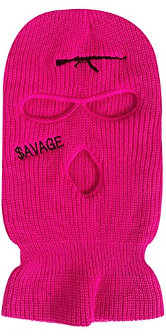 YAMEE Balaclava herr dam vintermössa, balaclava – 3-håls stormmask, full mask, skidmössa, stickad mask, helansiktsskydd för utomhus, cykling, skidåkning, 1/rosa, En Storlek