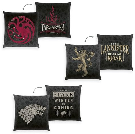 Herding Kissen, Game of Thrones, 40 x 40 cm, 3er Set, Weiches Deko- und Kuschelkissen, 100% Polyester