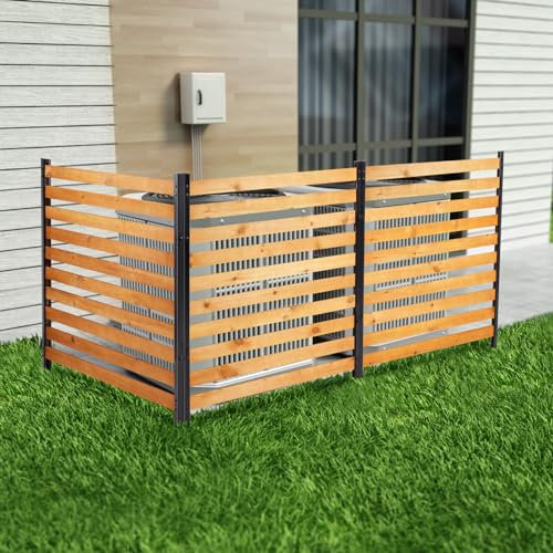 Svarog 3 Panels Outdoor Privacy Screen Fence Panels,Wood Privacy Screen Slatted No-Dig Fence kit for Air Conditioner,Trash Can,Pool Equipment Enclosure,38âW x 42âH