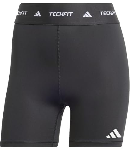 adidas Damen TECHFIT Short Leggings, Black/White, XXS 3 inch