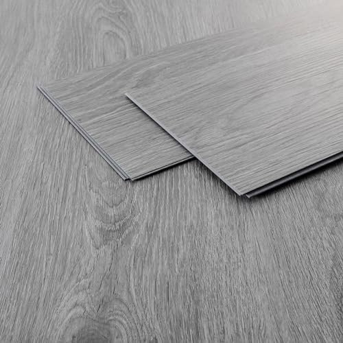 ML-Design Deluxe PVC Bodenbelag, Click Vinyl-Dielen, Vinylboden, 122 cm x 18 cm x 4,2mm, Dicke 4,2mm, 4,62m²/21 Dielen, Windswell Hickory Eiche Holzoptik, Grau, modern, wasserfest, Belastungsklasse 34