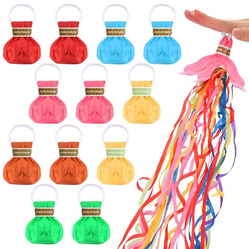 Joycabin 12 Stück Luftschlangen zum Werfen, Party Wurf Luftschlangen, Luftschlangen Bombe, Handwurf Luftschlangen, Party-Popper Konfetti Luftschlangen für Neujahrs, Geburtstage, Hochzeiten