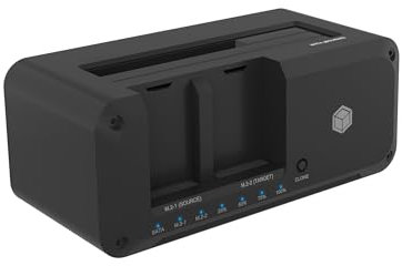 ICY BOX HDD / M.2 NVMe SSD Docking Station USB 3.2 Gen 2 (10 Gbit/s), Festplatten Klonstation & Lesegerät (2,5 & 3,5 SATA auf M.2 NVMe / M.2 NVMe auf M.2 NVMe), Zweiwege Klonen, IB-2924MSCL-C31