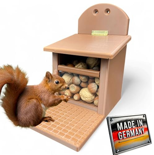 Eichhörnchen-Futterhaus – absolut witterungsbeständig, tierfreundlich, sehr langlebig und robust (komplett Braun)