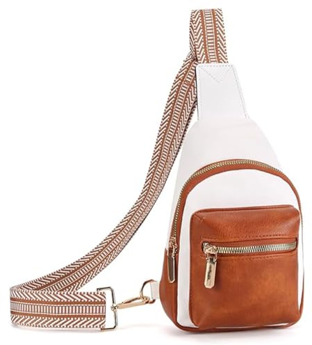 Vpoofree Mujer Bolsa de Pecho,Mochila Bandolera Mujeres,Impermeable Sling Bag Chest Bag Pequeña Bolso Bandolera Ligero para Ciclismo Correr Senderismo Viajes (Blanco Bolso Bandolera Mujer)