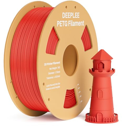 DEEPLEE PETG Filament 1.75mm, 3D Drucker PETG Filament Maßgenauigkeit +/- 0.02 mm für die meisten FDM 3D Drucker, Rot 1KG