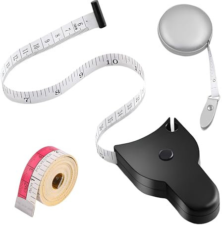 3 Stück Körpermaßband,Körpermessung Band,Schneidermaßband, Maßband körper,Massband Körper,Einziehbares Maßband zur Körpermessung und Gewichtsabnahme,Zum Messen von Länge,Brust, Taille,Nähen,Schneidern